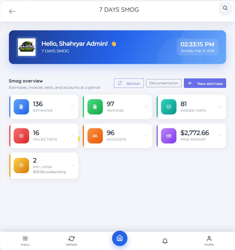 SmogBoss dashboard overview